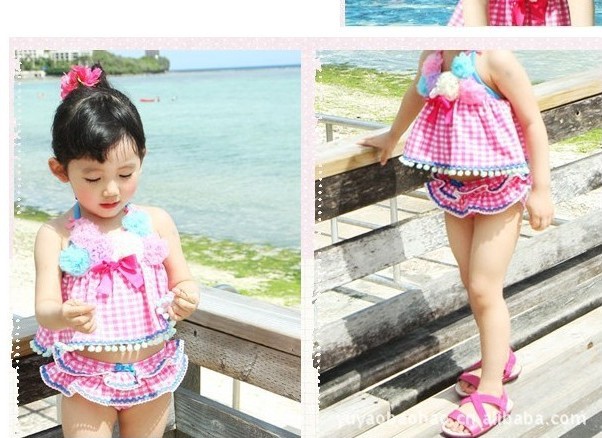 girl's cute and lovely flower swimwears kids Swim suits girl's bikinis 5sets/lot Free shipping New summer wears