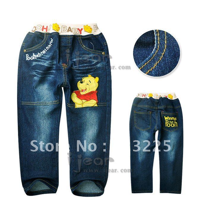Girl's jeans Boy's Winnie Embroidery autumn jeans 5pcs/lot  Free shipping!