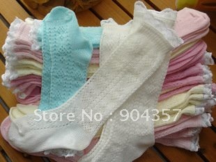 Girls Children Socks Cotton In tube socks with Lace Breathable Comfort 1-7 years old 20 pcs/lot