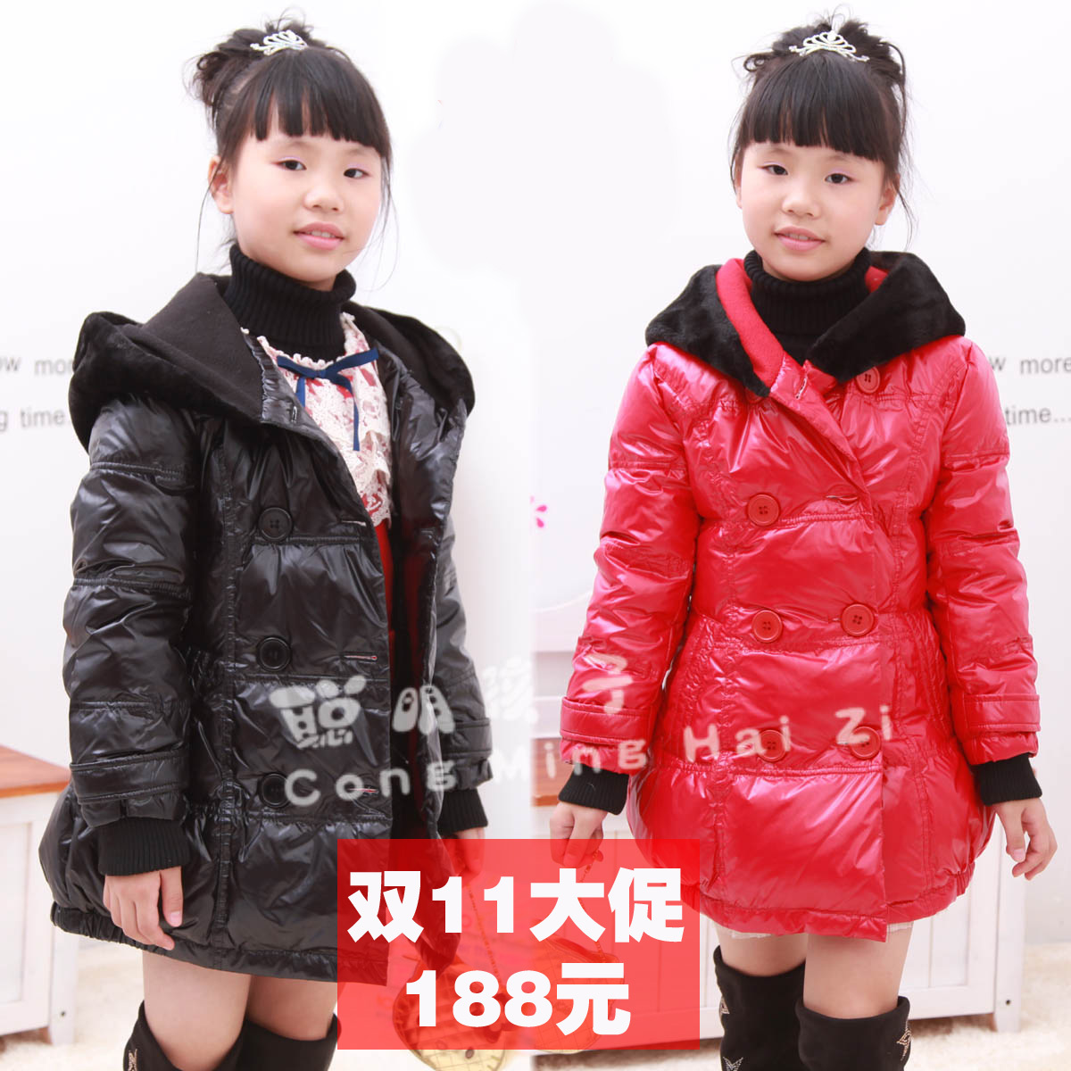 Girls clothing 2012 winter female child down coat medium-long down liner child cardigan 9655