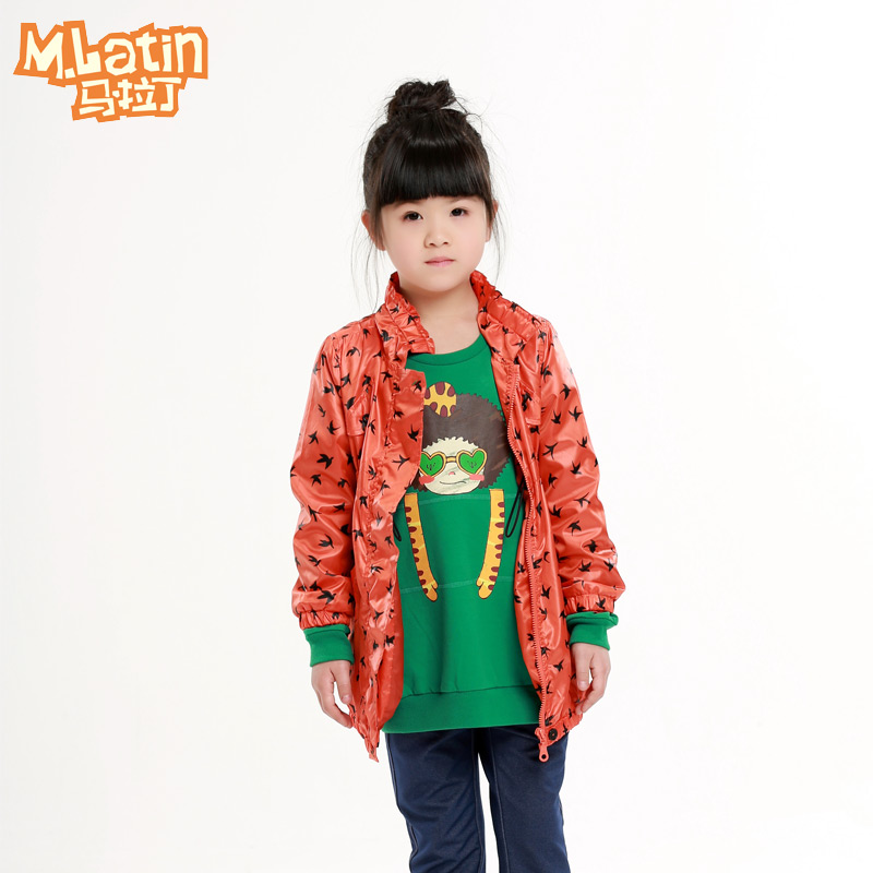 Girls clothing 2013 spring thin print long design outerwear trench 2252396