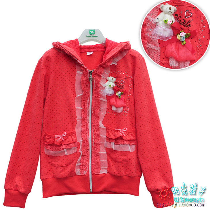 Girls clothing bear spring outerwear thin child outerwear 2013 child outerwear 1112