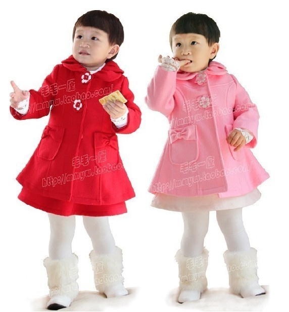 Girls clothing child overcoat autumn and winter coat outerwear trench pink 2337