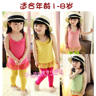 Girls clothing child vest spaghetti strap summer top 2013 100% cotton baby basic shirt Women z
