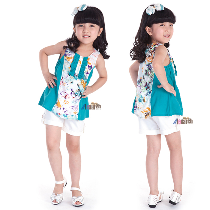 Girls clothing chinese style unique 100% cotton tank dress t e5006