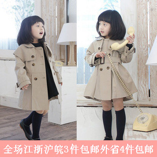 Girls clothing fashion autumn child outerwear female child spring and autumn baby long-sleeve trench