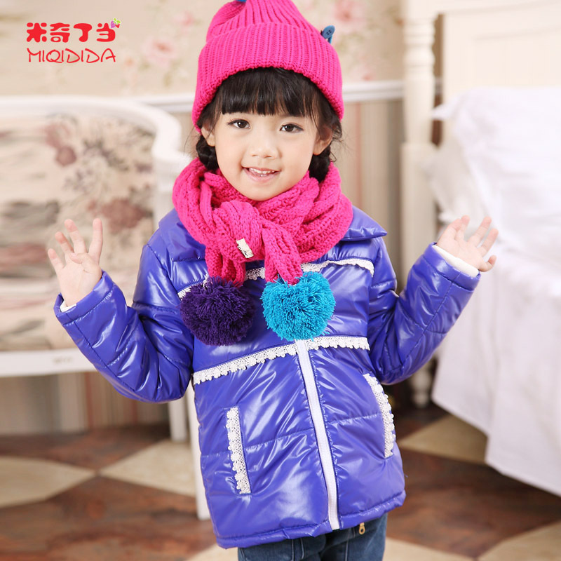 Girls clothing female child clothing thickening thermal zipper cotton-padded jacket automatic