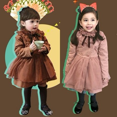 Girls clothing princess lace trench lace trench cotton-padded trench winter christmas