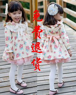 Girls clothing spring and autumn child rose child trench lovely outerwear overcoat free shipping