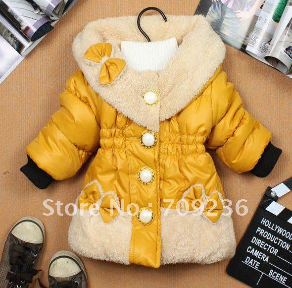 Girls design thick coat Children's clothing 3colors girl's winter coats,kid's warm coats