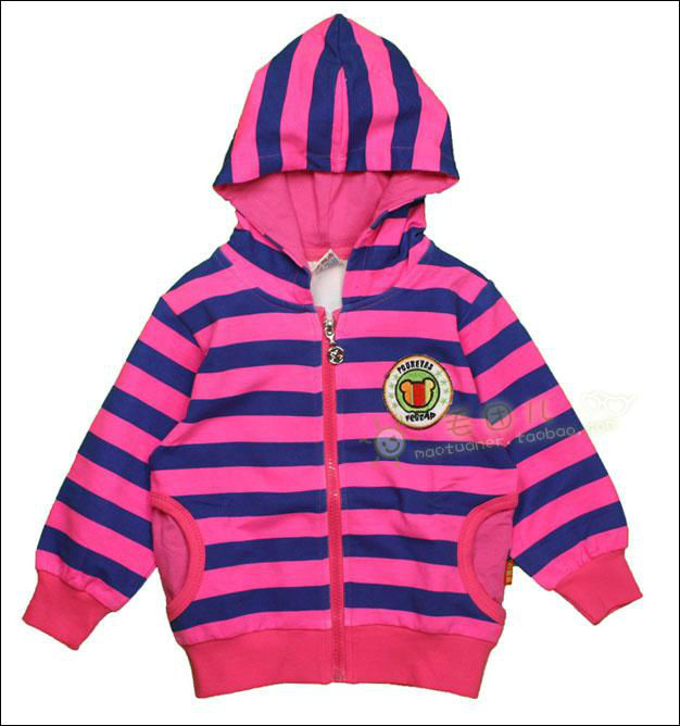girls hoodies zip stripe cardigan childrens clothes coat jacket d501 free shipping