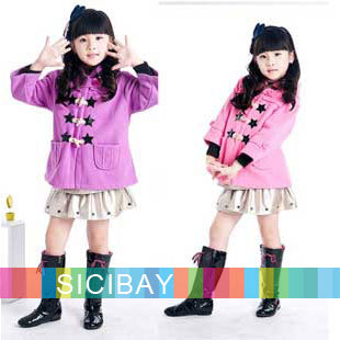 Girls Korea Style Overcoats Kids Cool Winter Wear Stylish Jackets,Free Shipping K0330