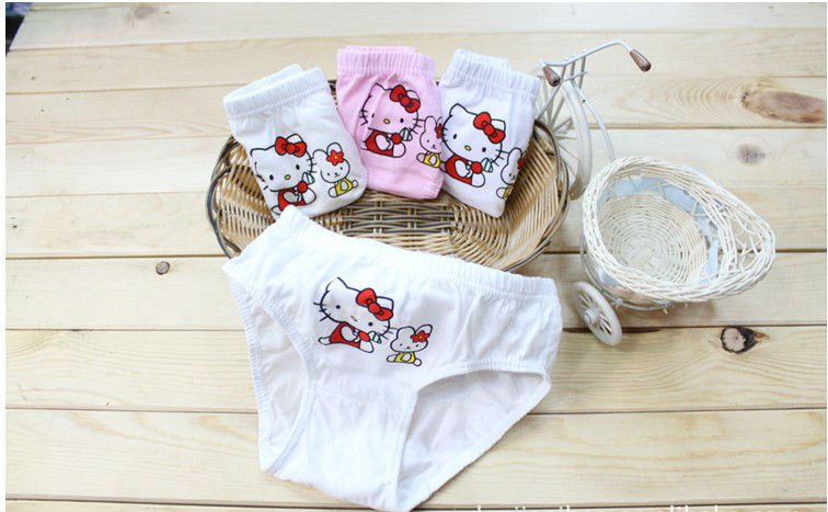 girls KT cat underwear fit 2-10yrs kids children cartoon briefs 12 pieces/lot 3 colors 1 size  free shipping