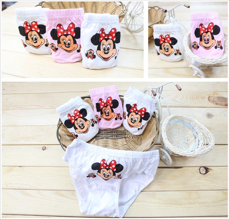 girls  mickey mouse underwear fit 2-10yrs kids children cartoon briefs 12 pieces/lot 3 colors  1 size  free shipping