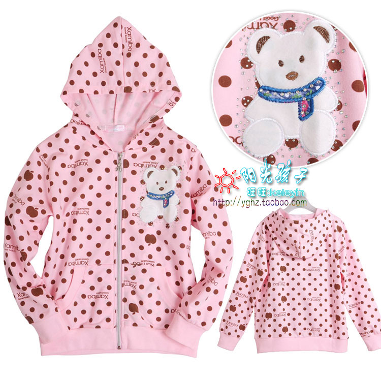 Girls spring clothing bear thin outerwear spring and autumn child cardigan child outerwear 921