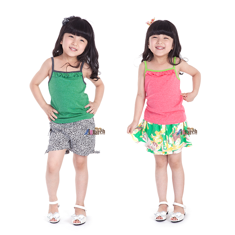 ## Girls summer clothing 2013 100% all-match cotton rib knitting spaghetti strap small vest t-shirt b2025