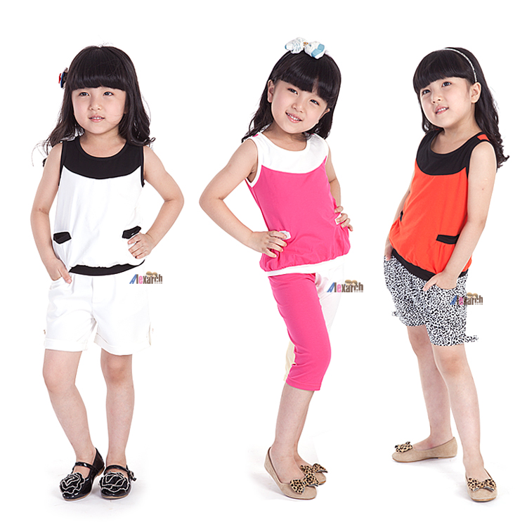 Girls summer clothing 2013 100% cotton casual vest sleeveless T-shirt b2021