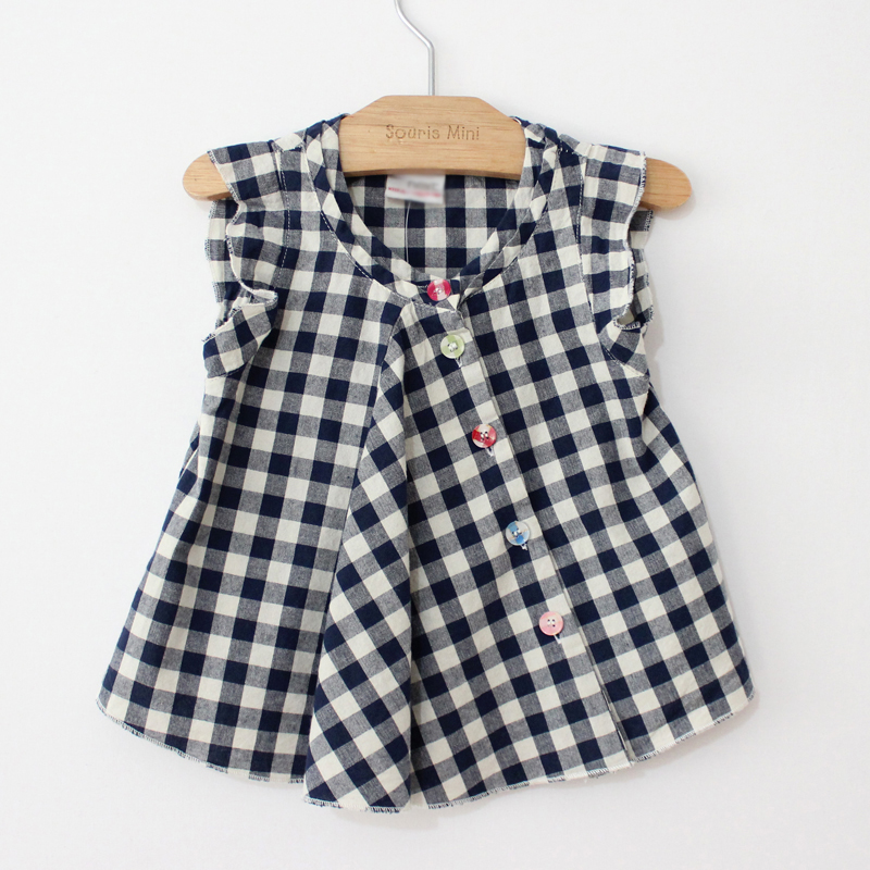 Girls summer clothing baby child 100% party cotton plaid shirt full cute sleeveless cotton vest