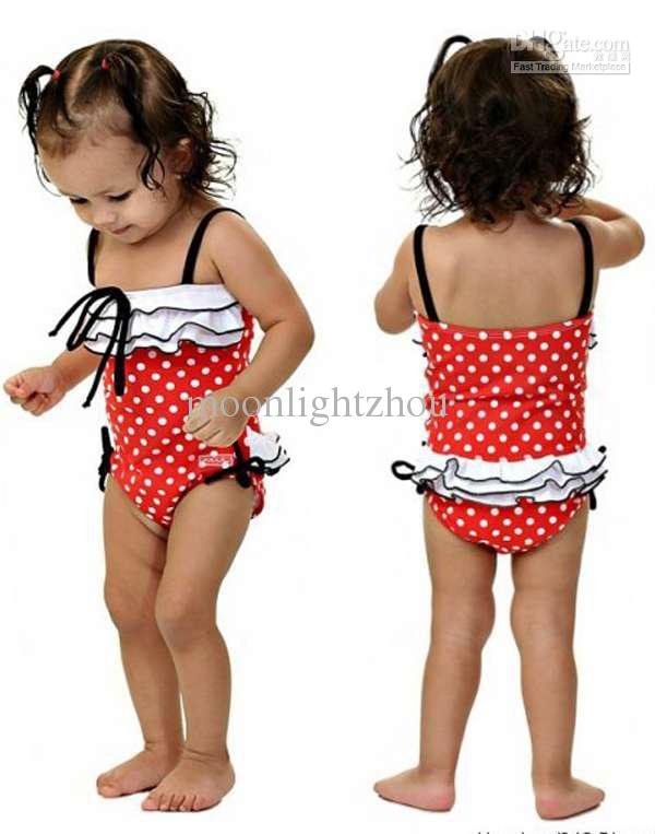 Girls swimsuit set Red + white spots children swimsuit swimsuit baby boy swimwear  0706