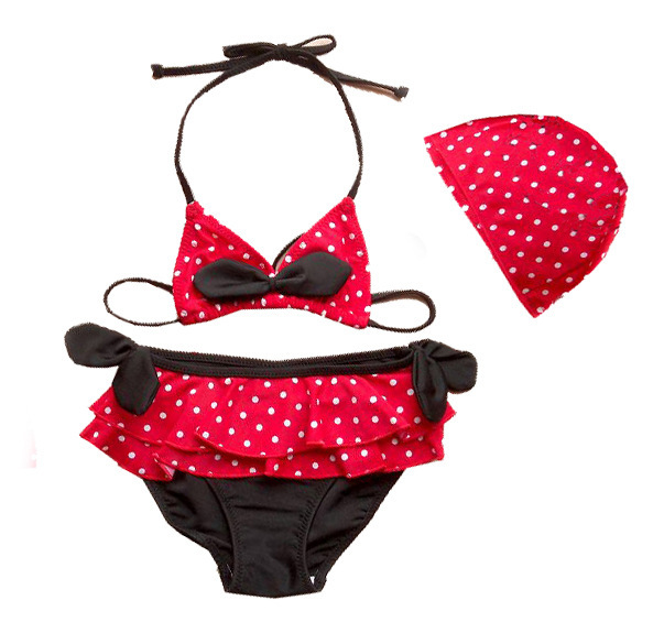 Girls Swimwear Little red bikini swimsuit white South Korea /Children's Swimwear 5pcs/lot
