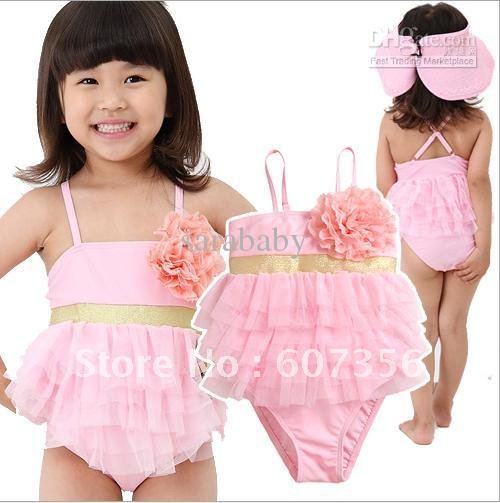 Girls swimwears kids cute flower one-piece swimming suit baby beach wear children's swimsuits ls-zsz