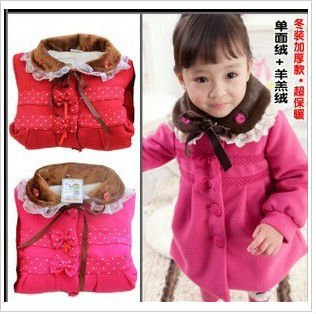 girls thick coat  winter 3-8 yrs  children warm thicking velvet outerwear clothing 4 pieces 4 size 100 110 120 130 free shipping