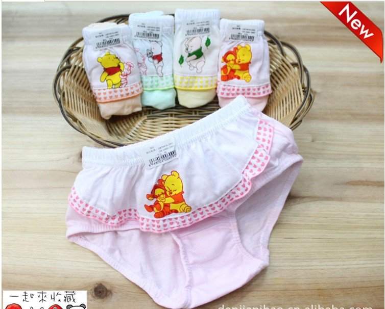 girls underwear briefs fit 2-8 yrs children bear cotton panties clothing 12 pieces /lot 4 colors 1 size free shipping