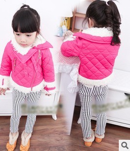 Girls winter clothing cotton-padded jacket child thickening fashion berber fleece thickening wadded jacket outerwear