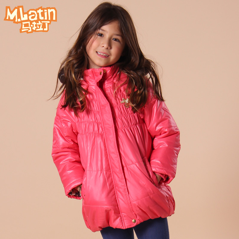 Girls winter clothing medium-long thermal outerwear cotton-padded jacket wadded jacket cotton-padded jacket 2164296