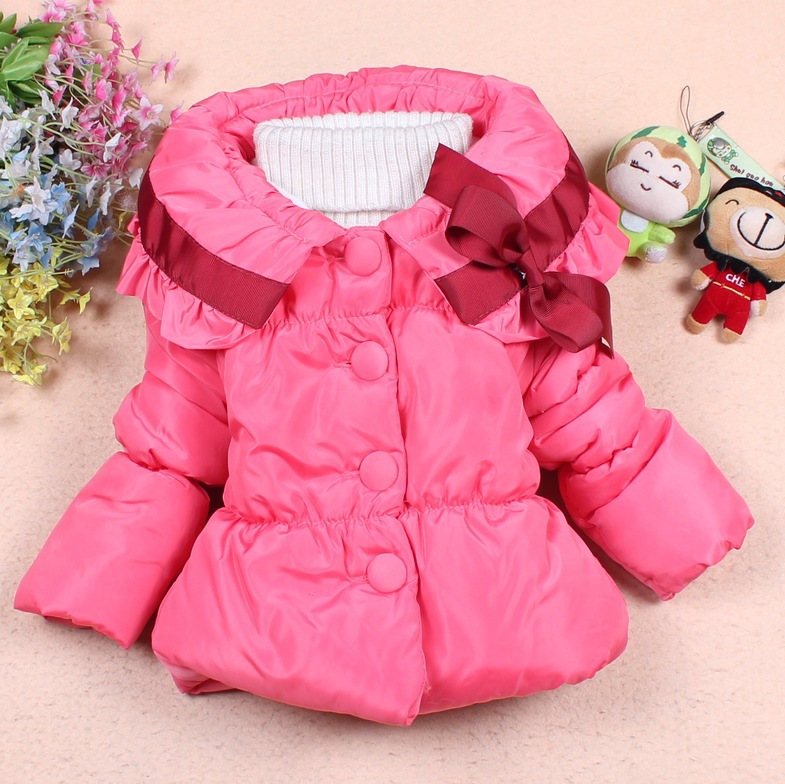girls winter Parkas jackets kids bow fashion outwear  ( 3pcs/lot)    free shipping
