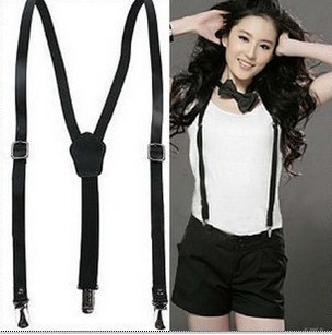 Global free shipping: Petit trigonometric suspenders black suspenders clip adjustable elastic bib pants clip triangle pants clip