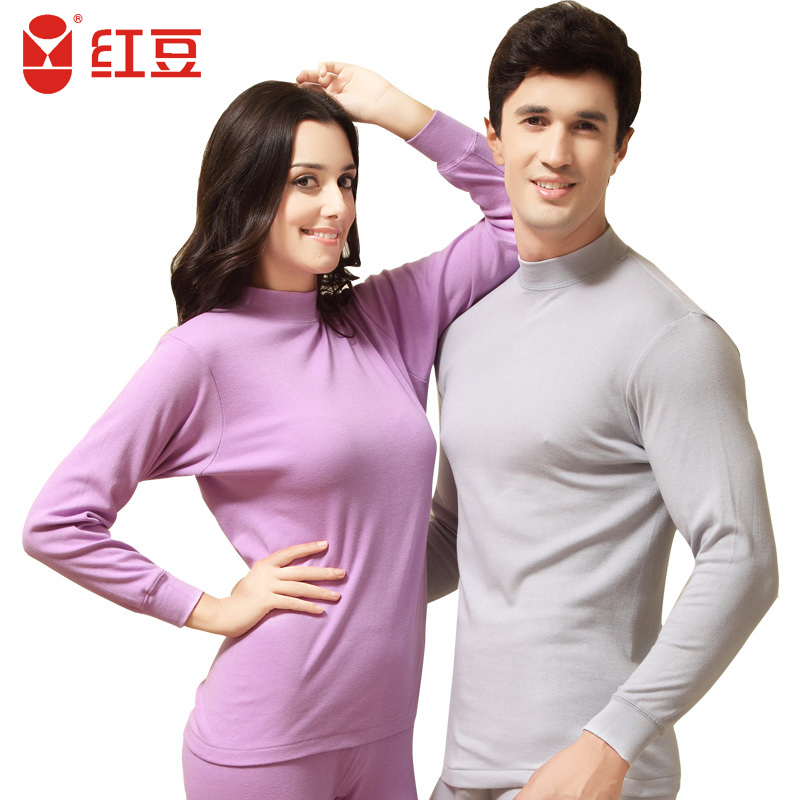 Globalsources 100% full cotton thermal underwear long johns long johns male women's thin basic turtleneck cotton sweater set
