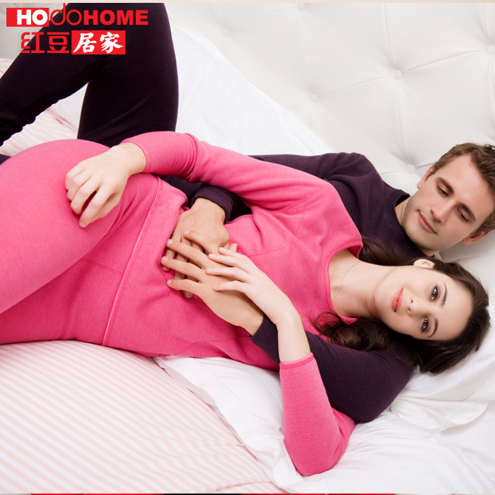 Globalsources at home autumn and winter lovers male women's plus velvet thickening thermal underwear set