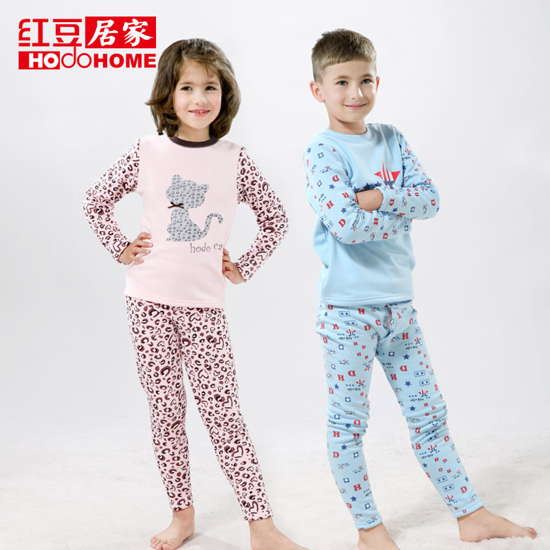 Globalsources at home goatswool o-neck cartoon male girls clothing thermal underwear set