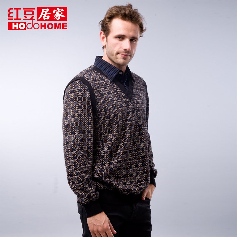Globalsources at home male casual shirt thickening plus velvet faux two piece shirt collar thermal top