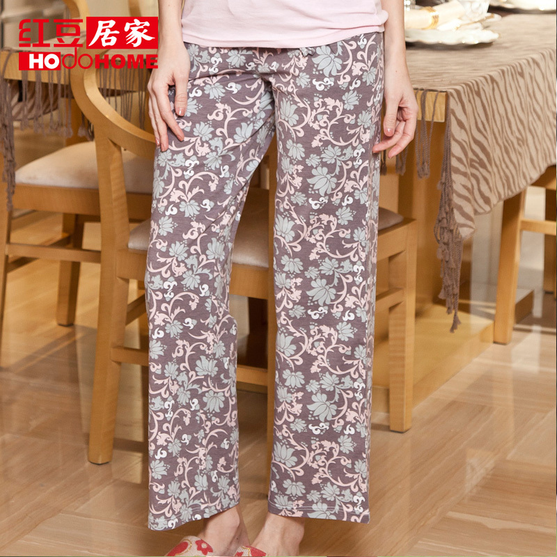 Globalsources at home women's 100% cotton pajama pants long thin vintage print casual lounge pants