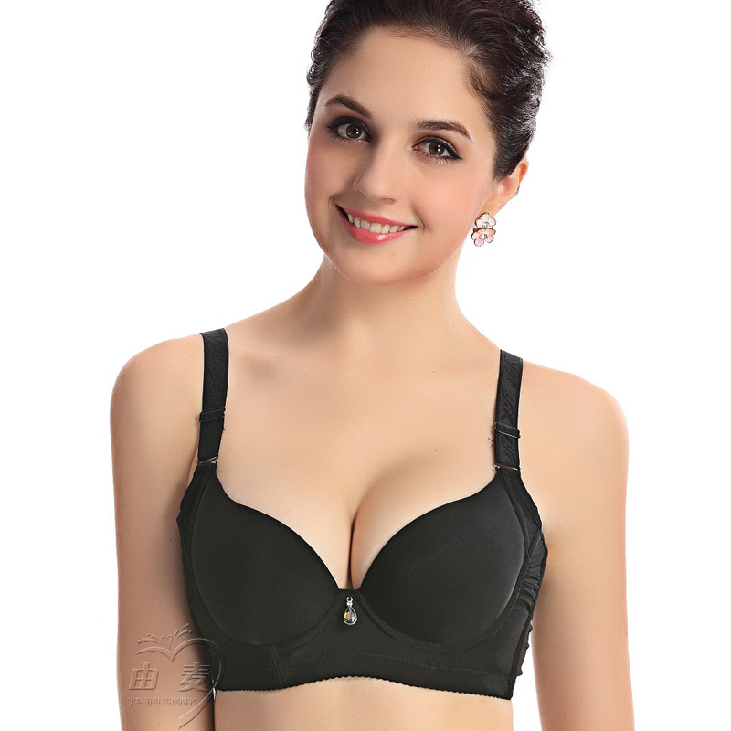 Glossy adjustable push up bra thin cup 4 breasted underwear accept supernumerary breast bra h414