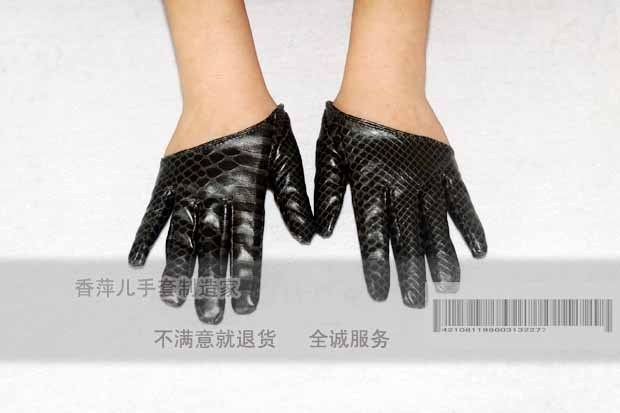 Gloves mini serpentine pattern leather gloves personalized fashion half glove Women gloves