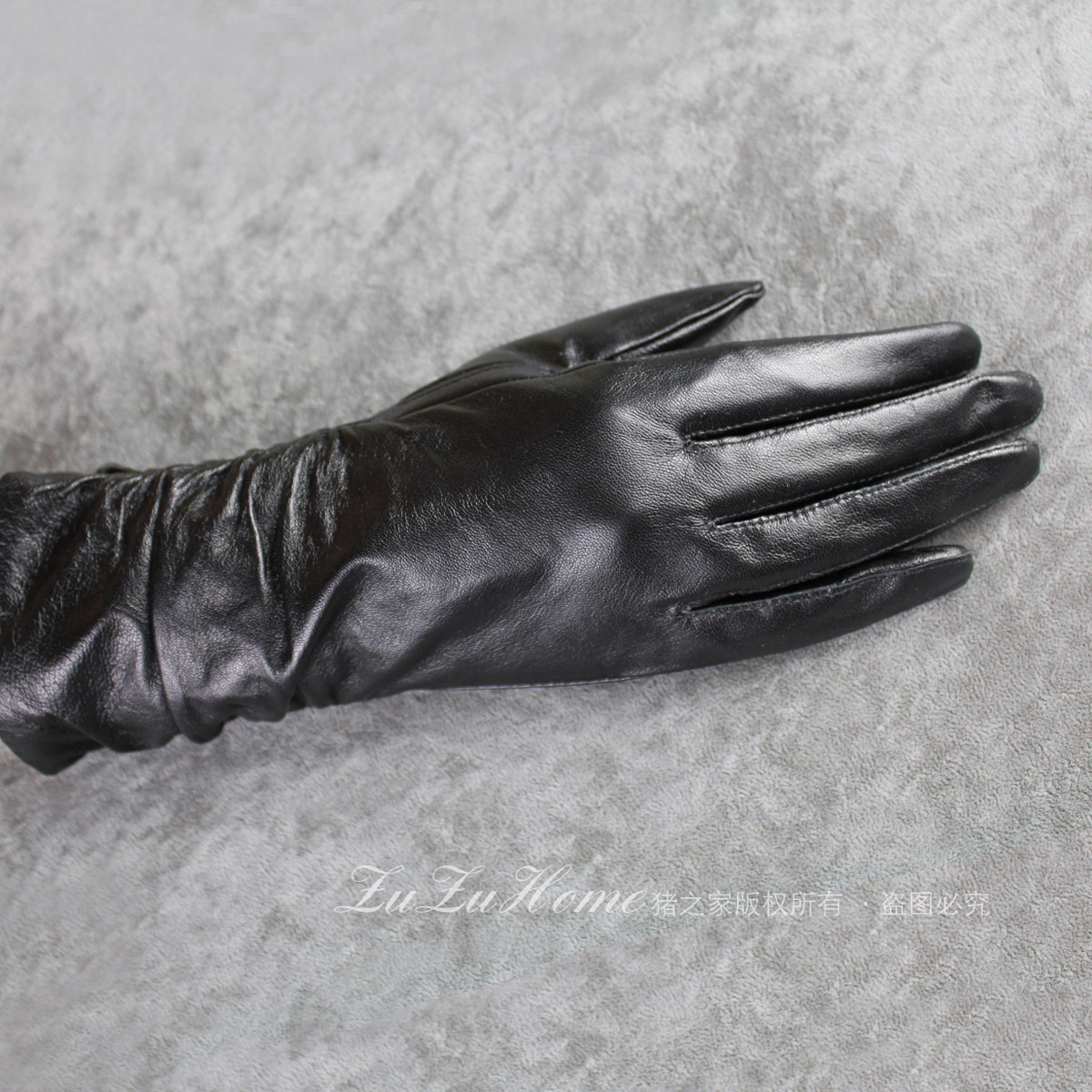 Gloves sheepskin gloves women's medium-long pleated fashion genuine leather gloves