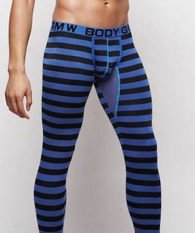 Gmw male trousers modal stripe male long johns warm pants cotton wool pants autumn and winter basic trousers