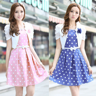 GOELIA spring women's 2013 polka dot one-piece dress twinset dress SS48