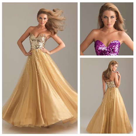 Gold and Plum Tulle Sweetheart Prom Long Dress Prom Dresses Ball Gown 2012