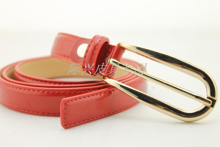 Gold buckle genuine leather strap women's Women decoration thin belt women's all-match fashion japanned leather red