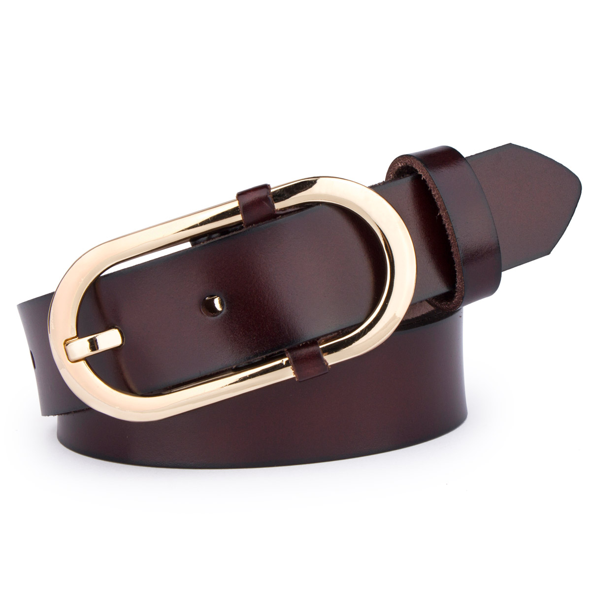 Gold oval buckle genuine leather women's strap fashion all-match genuine leather belt female