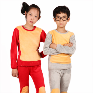 Golden flower children's clothing male child female child 2012 plus velvet thickening child thermal underwear set