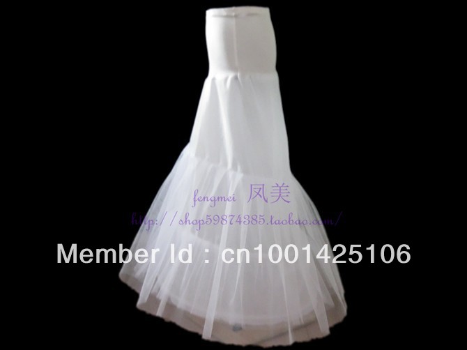 GOOD price and quality ! mermaid petticoat 2 hoops white wedding dress crinoline