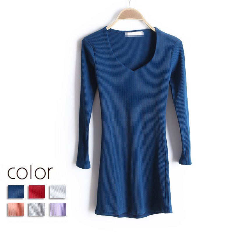 Good quality 2013 medium-long spring pullover V-neck basic shirt long-sleeve slim wt2057 elastic sweater