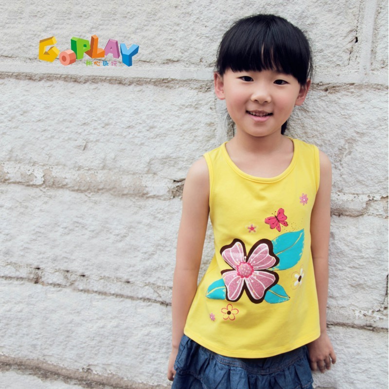 Goplay2013 summer children's clothing female child 100% cotton sleeveless vest t-shirt child basic shirt