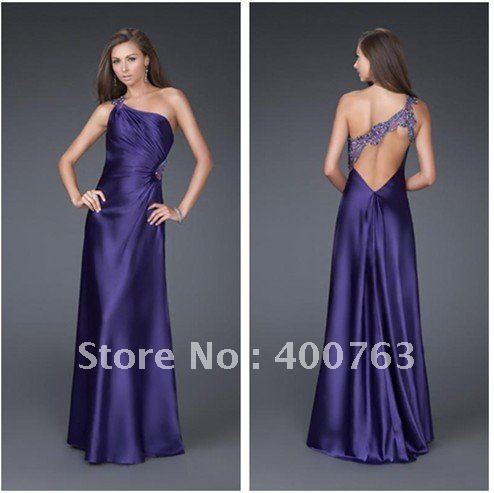 Gorgeous A-line One Shoulder Open Back Elastic Satin Long Elegant Night Dress