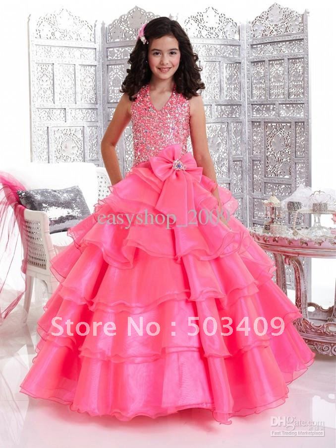 Gorgeous Ball gown Halter Floor-length Flower Girl Dresses